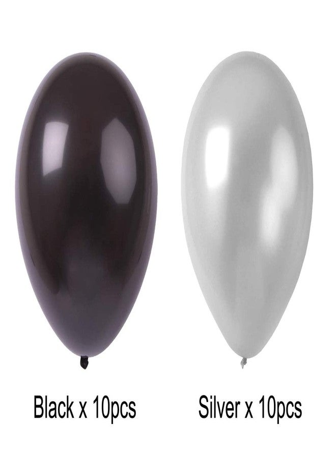 Theme My Party Happy Birthday Banner, Birthday Bunting Paper Garland with 9pcs Tissue Paper Pom Poms and 20pcs Balloons for Birthday Party Decorations - Black, Gold and Silver - Image 3